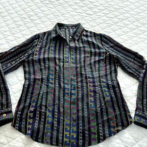 Versace silk long sleeved shirt , gently worn. Size 44. Multi Colors